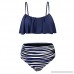 Paymenow Swimwear for Women Geometic Print Spaghetti Strap Bikini Set Pleated High Waist Two Pieces Bathing Suits Blue B B079MH1YM4